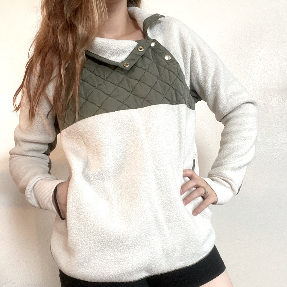 Abercrombie & Fitch color block fall puffer sweater